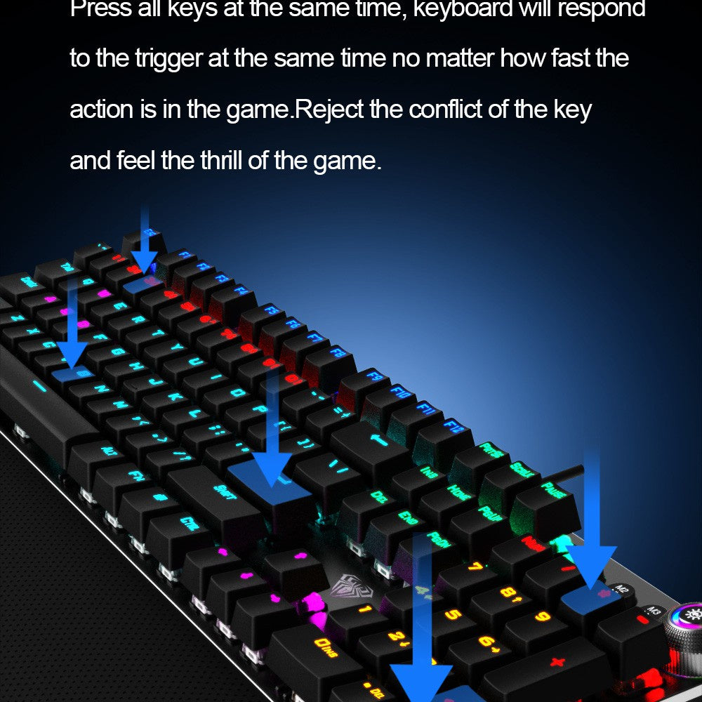 AULA F2058 Wired 108 Keys Mechanical Gaming Keyboard
