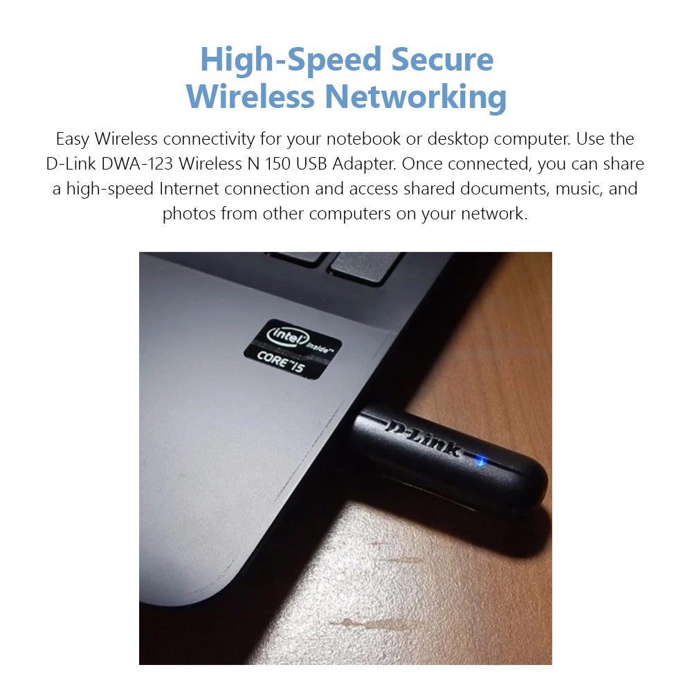 D-Link DWA-123 Wireless N150 USB WiFi Adapter Receiver Dongle