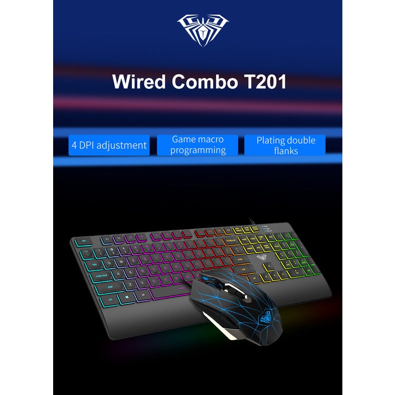 AULA T201 Wired Gaming Combo Keyboard Mouse Bundle Set