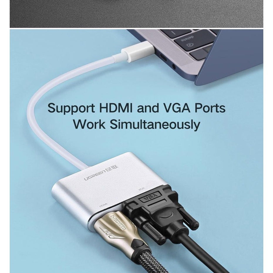 UGREEN USB C to HDMI + VGA Adapter Cable Type C to HDMI 4K PD Converter