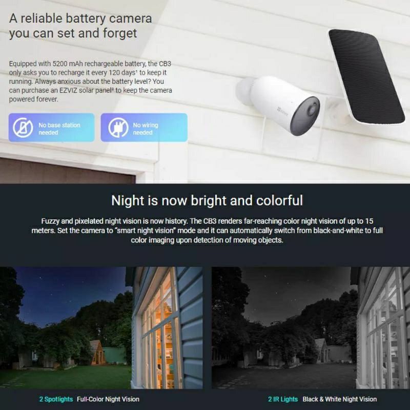 Ezviz CB3 2MP Standalone Battery Powered Smart Motion Detect Color Night Vision Security Camera