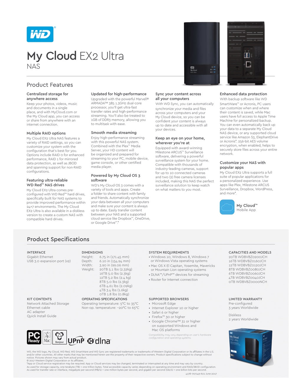 Western Digital WD My Cloud EX2 Ultra 2-Bay NAS Personal Cloud Storage