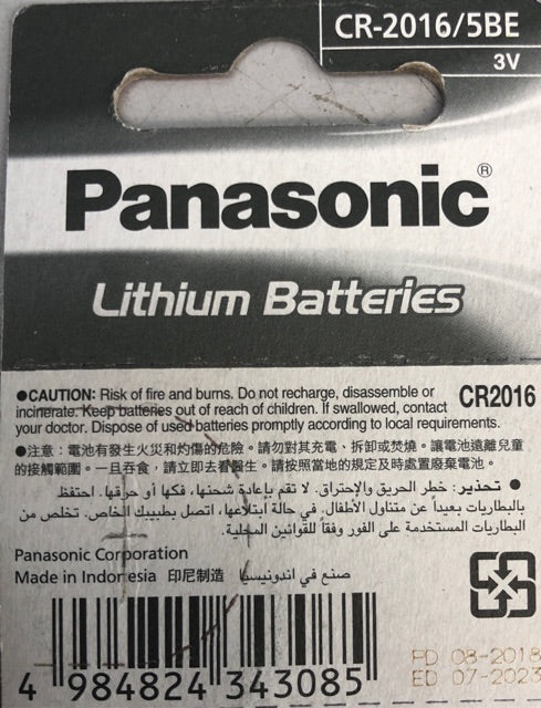 Panasonic CR2016 Lithium Battery 3V