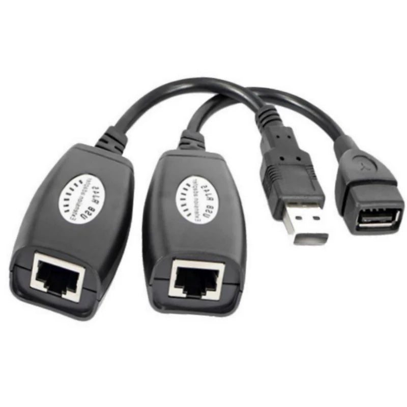 USB Extension Ethernet RJ45 Cat5e/6 Cable LAN Adapter Extender Over Repeater Set