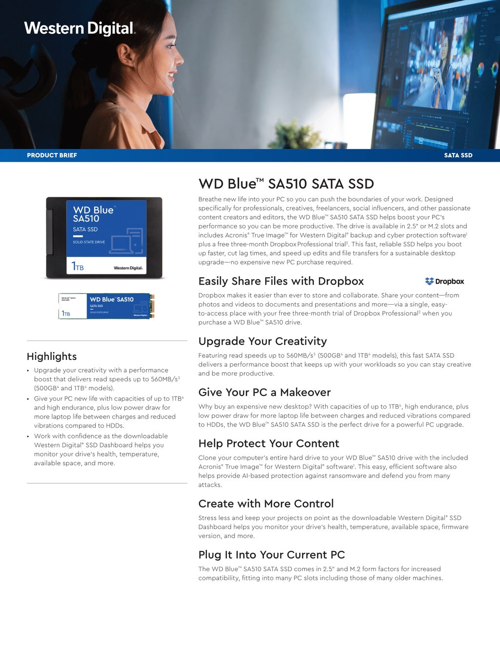 Western Digital WD Blue SA510 SSD Internal PC Desktop Solid State Drive