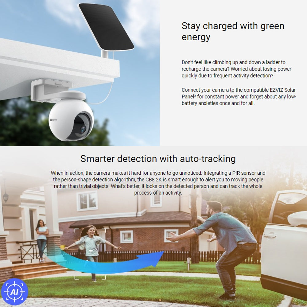 Ezviz CB8 2K 3MP Rechargeable Battery Wi-Fi Weatherproof Security CCTV Camera