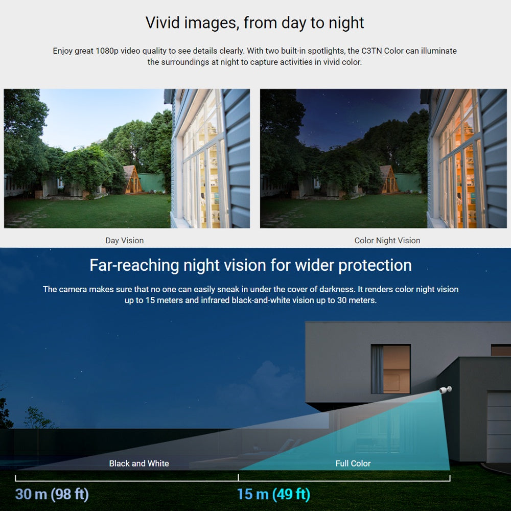 EZVIZ C3TN Color 1080P Color Night Vision Weatherproof Security CCTV Camera