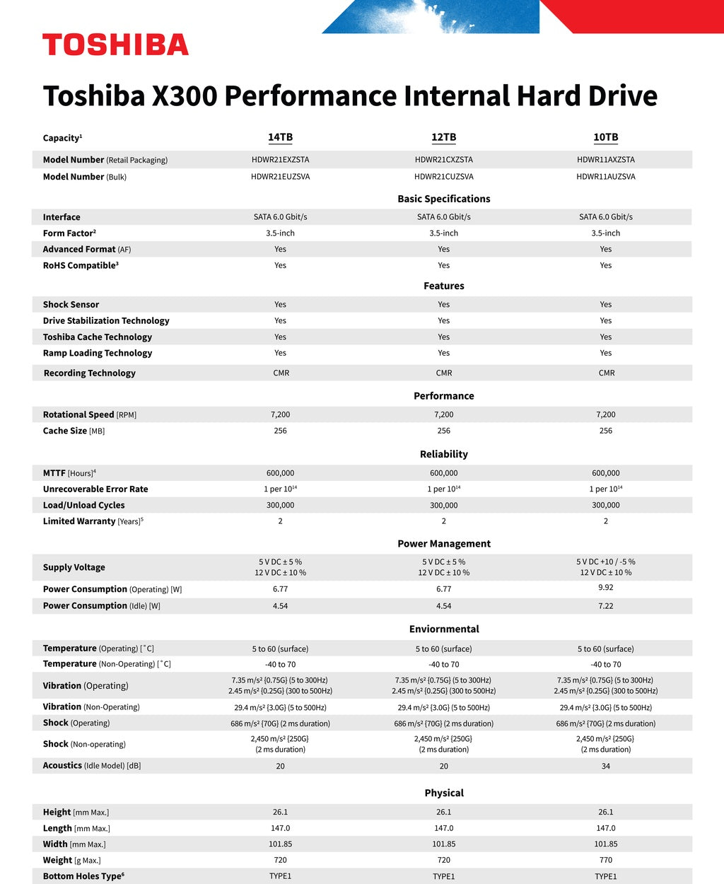 Toshiba P300 / X300 3.5'' 7200rpm SATA Internal Hard Disk