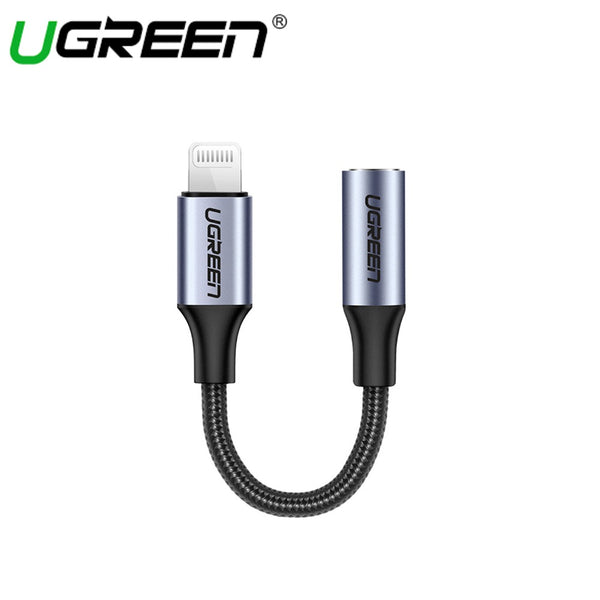 UGREEN Lightning M/F Round Cable ALUMINUM SHELL WITH BRAIDED 10CM (Black)