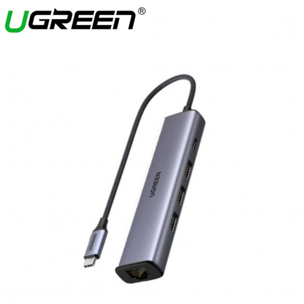UGREEN USB-C TO 3*USB-A 3.0 HUB + GIGABIT ETHERNET CONVERTER WITH PD ALUMINUM CASE