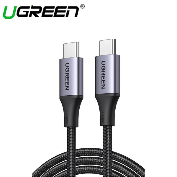 UGREEN USB-C 2.0 MALE TO MALE CHARGING CABLE PD3.1 240W MAX BRAIDED CHARGING CABLE (BLACK)