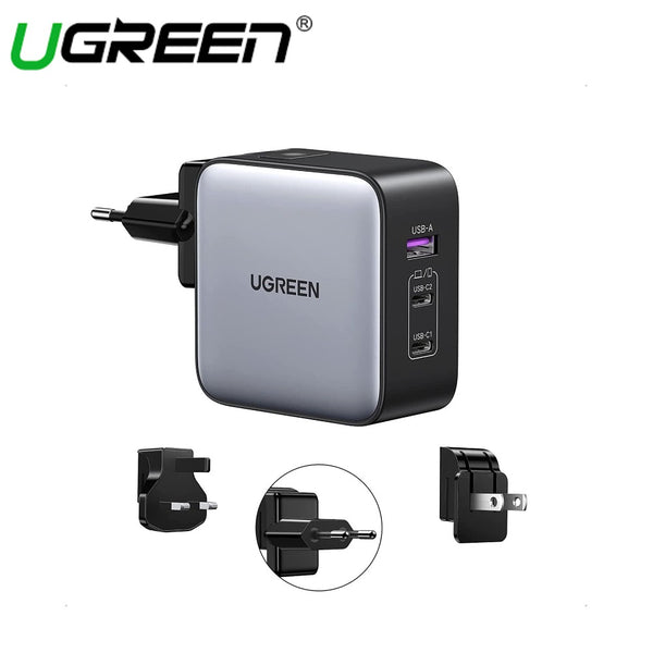 UGREEN Power Adapter - GAN Fast Charger 65W TRAVEL FAST CHARGER 2*USB-C+USB-A