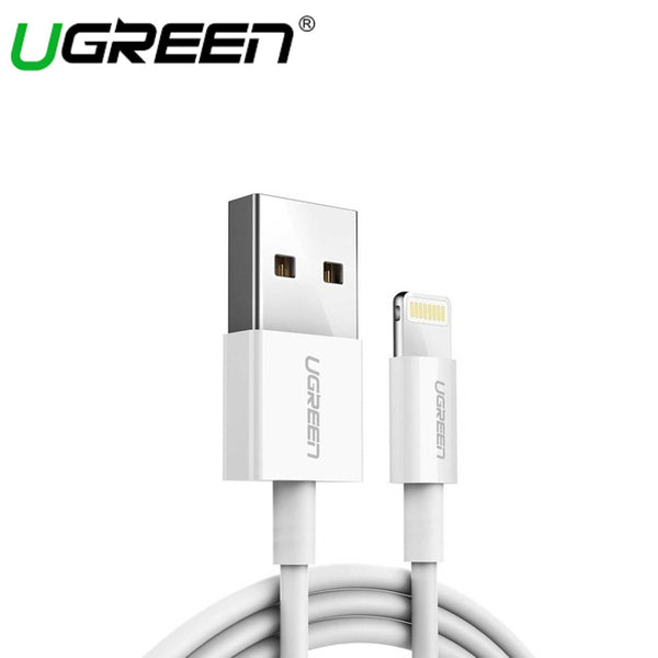 UGREEN USB-A MALE TO LIGHTNING MALE CABLE NICKEL PLATING ABS SHELL (BLACK / WHITE)