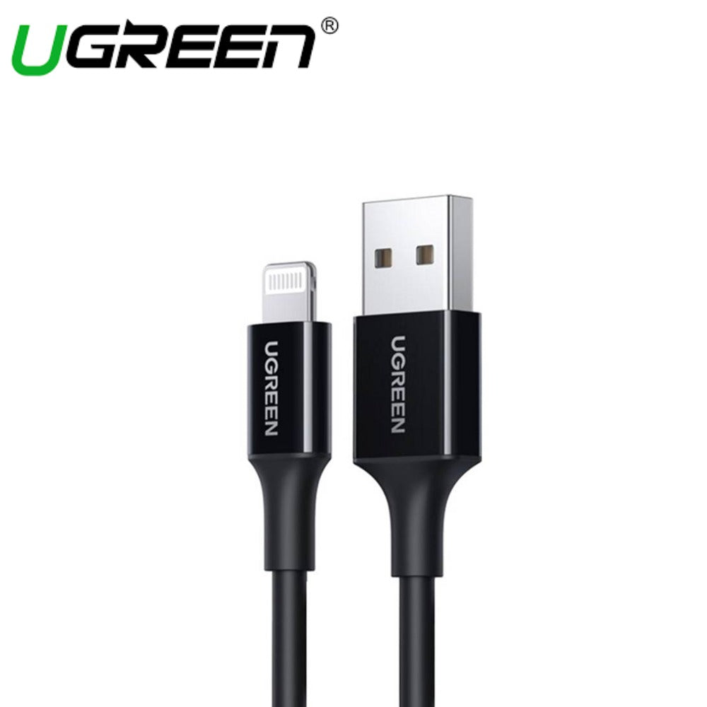UGREEN USB-A MALE TO LIGHTNING MALE CABLE NICKEL PLATING ABS SHELL (BLACK / WHITE)