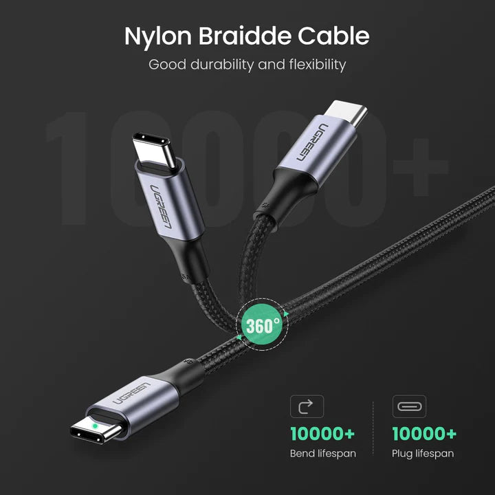 UGREEN 100W Fast Charging 20V 5A Nylon Braided USB C To USB Cable