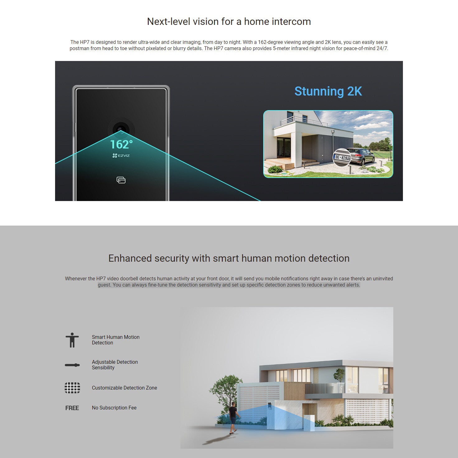 EZVIZ HP5 2MP Smart Home Video Doorphone Dual Band Two Way Talk Waterproof RFID Intercome Video Doorbell Camera