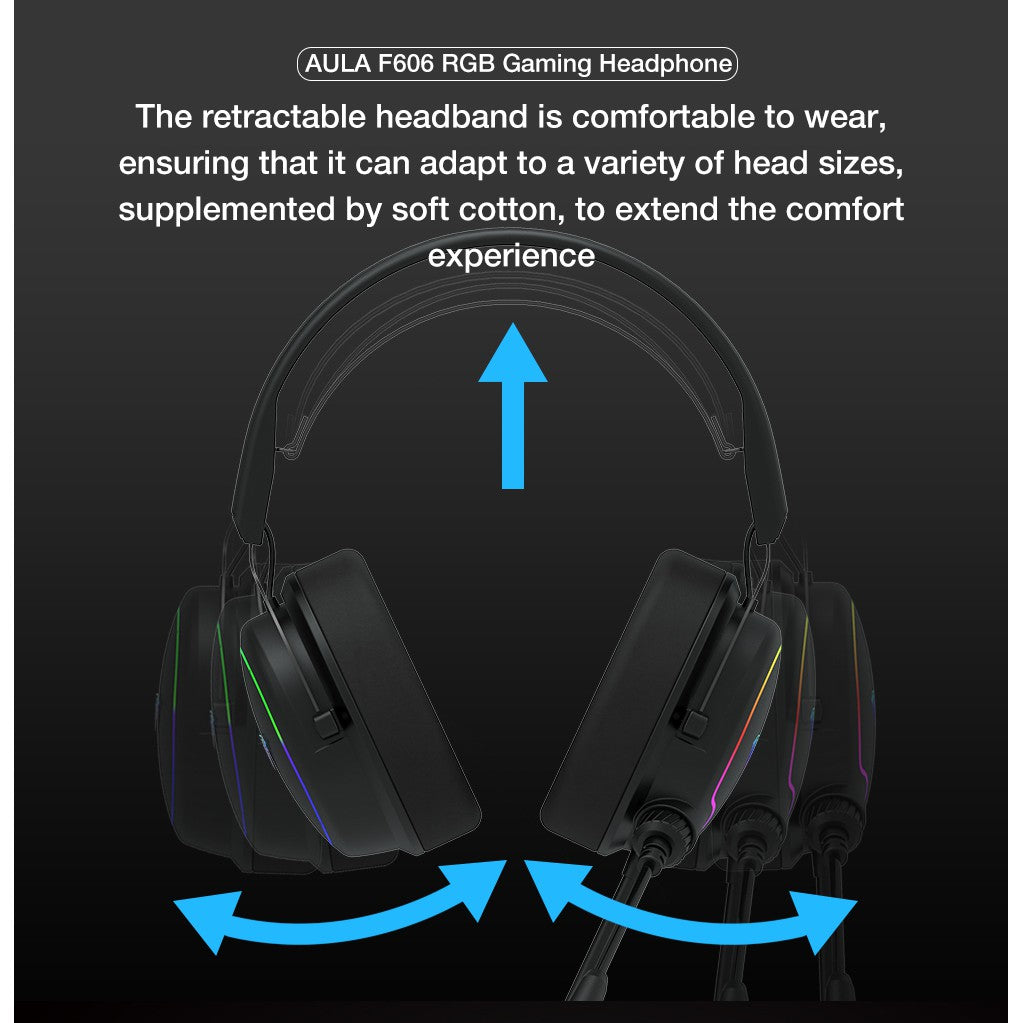 AULA F606 RGB Lighting Power Bass With Microphone Gaming Headset