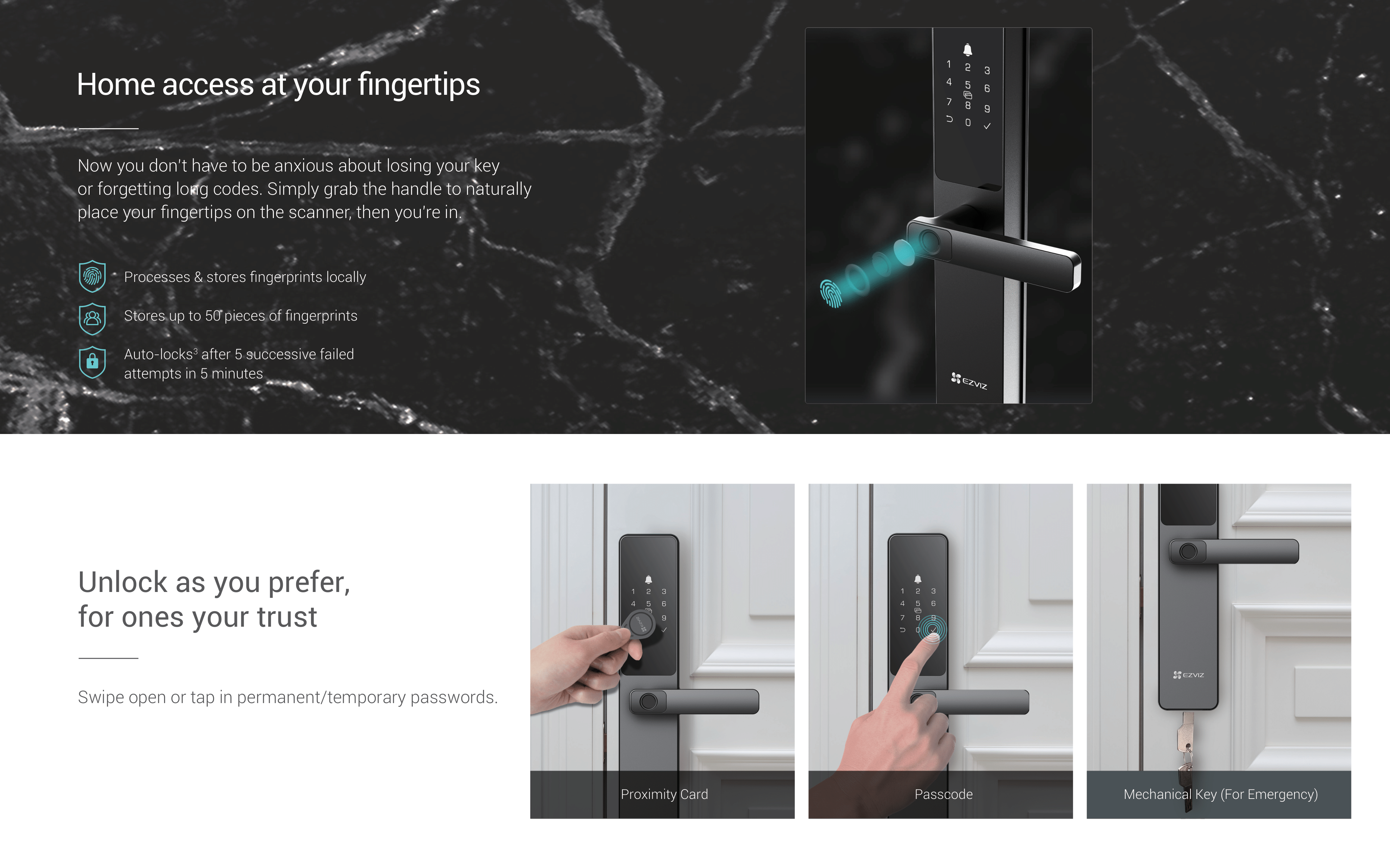 EZVIZ DL05 WIFI Smart Fingerprint Lock Weatherproof Doorbell Door Tag