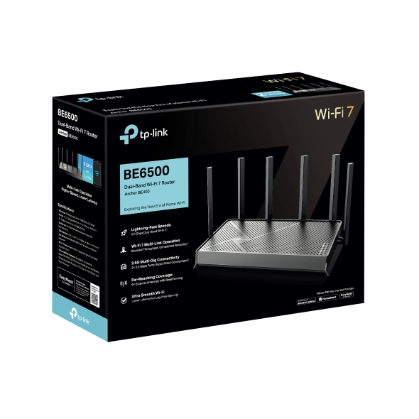 TP-Link Archer BE400 BE6500 Dual-Band Wi-Fi 7 Router