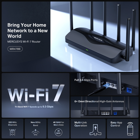 Mercusys MR47BE BE9300 Tri-Band Wi-Fi 7 Router