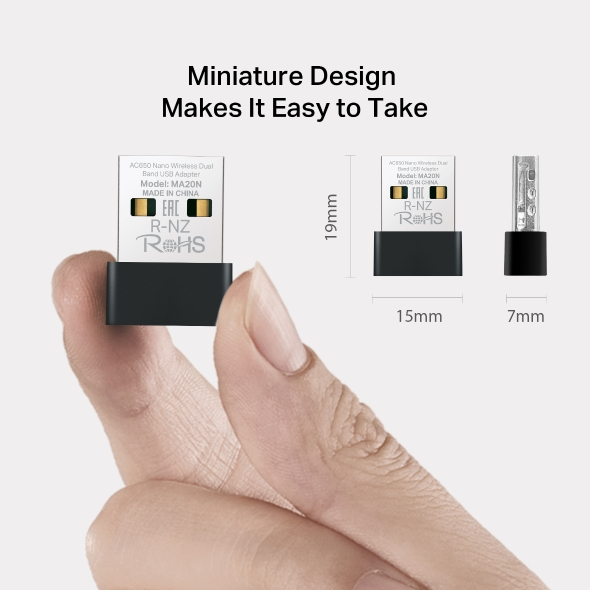 Mercusys MA20N AC650 Nano Wireless Dual Band USB Adapter