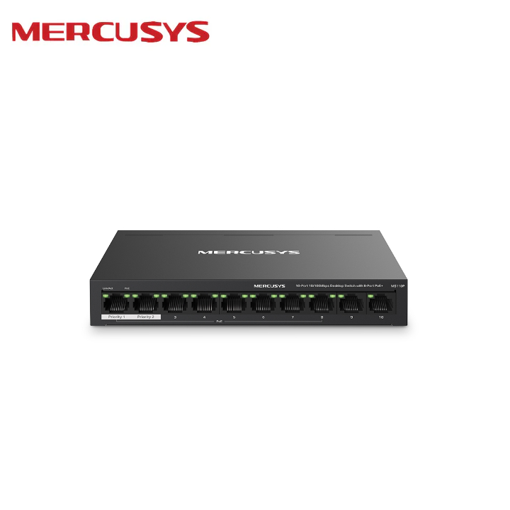 Mercusys MS110P 10-Port 10/100Mbps Desktop Switch with 8-Port PoE+