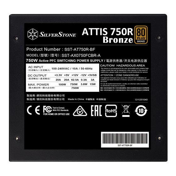 SilverStone AT750R-BF 80 PLUS Bronze 750W ATX 3.1 ATX Power Supply