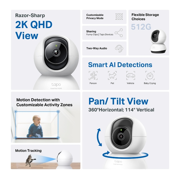 TP-Link TC72 Pan/Tilt AI Home Security Wi-Fi Camera