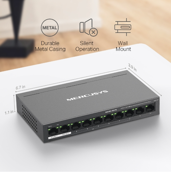 Mercusys MS110P 10-Port 10/100Mbps Desktop Switch with 8-Port PoE+