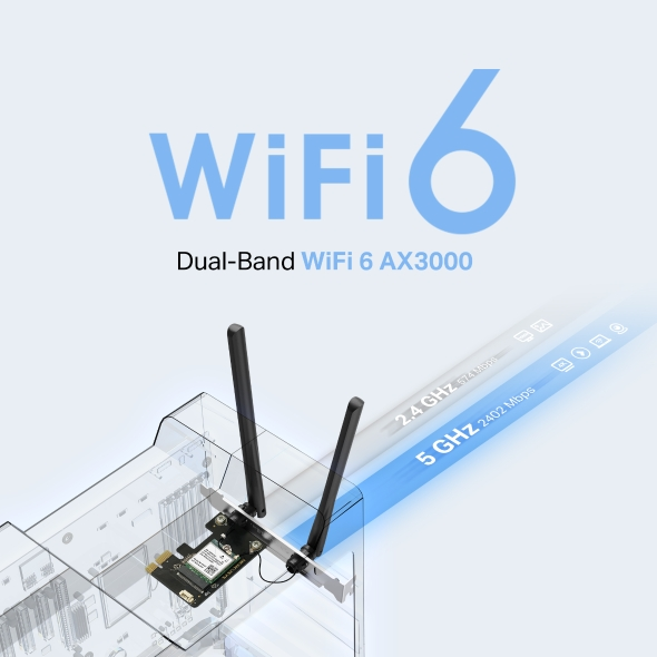 Mercusys MA80XE AX3000 Wi-Fi 6 Bluetooth 5.3 PCIe Adapter
