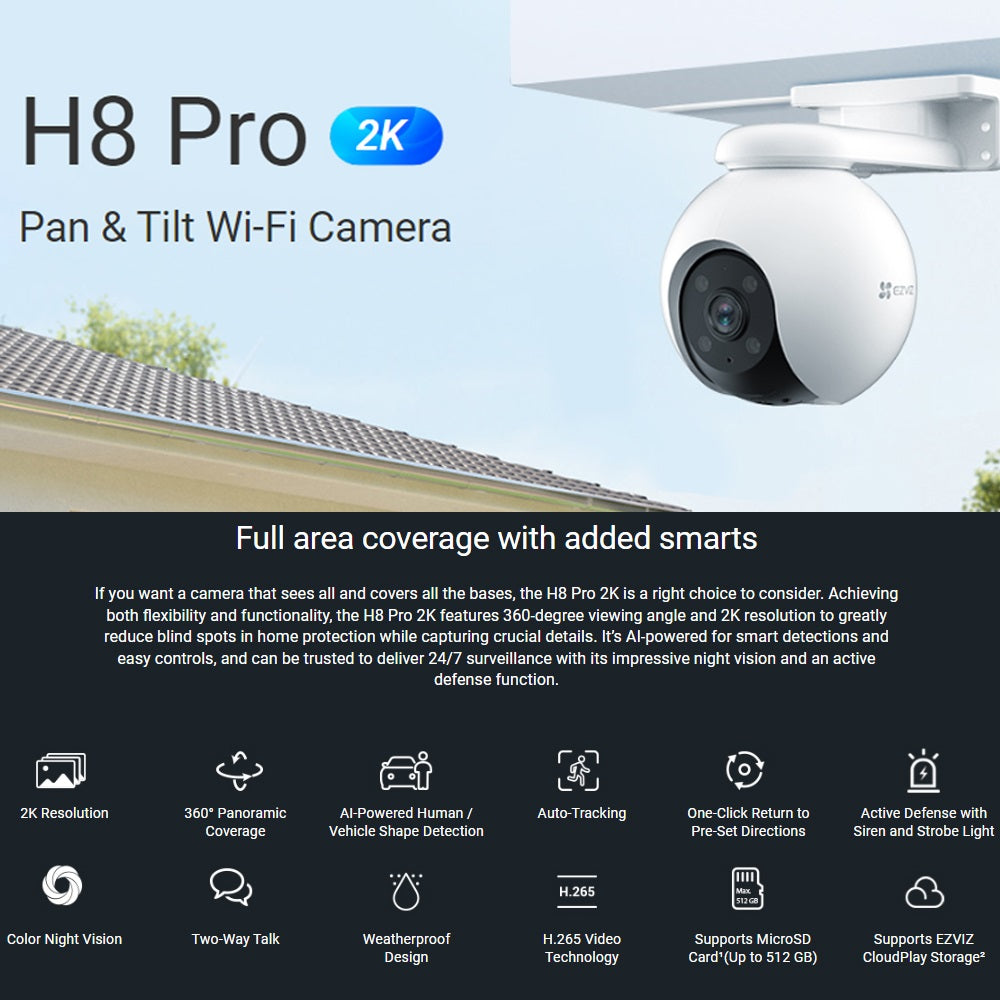 Ezviz H8 Pro 3MP 2K / 5MP 3K Color Night Vision Outdoor Security CCTV Camera