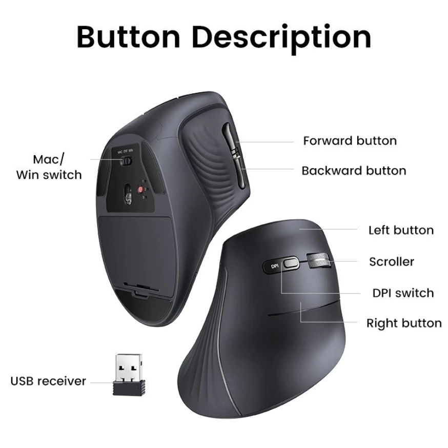 UGREEN WIRELESS MULTI-MODE VERTICAL MOUSE MU008