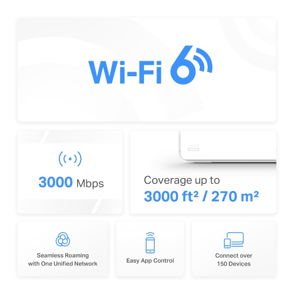 Mercusys Halo H80X(1-pack) AX3000 Whole Home Mesh Wi-Fi 6 System