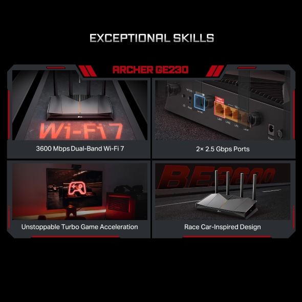 TP-Link Archer GE230 BE3600 Dual-Band Wi-Fi 7 Gaming Router
