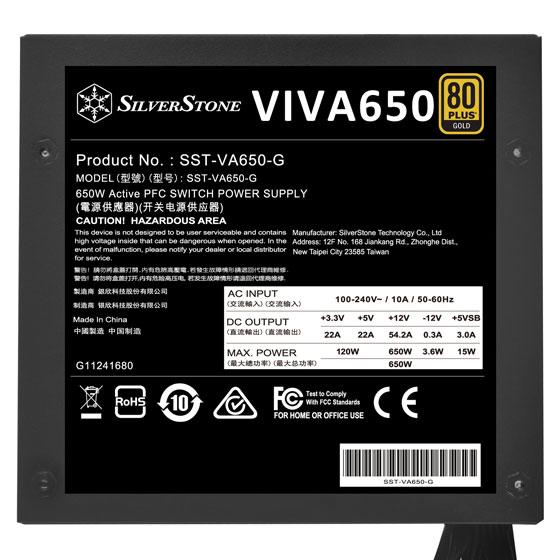 SilverStone VIVA 650 Gold 80 PLUS Gold 650W ATX Power Supply