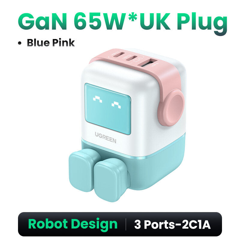 UGREEN Uno 65W GaN Charger 3Ports 2C1A- 65W Fast Charger