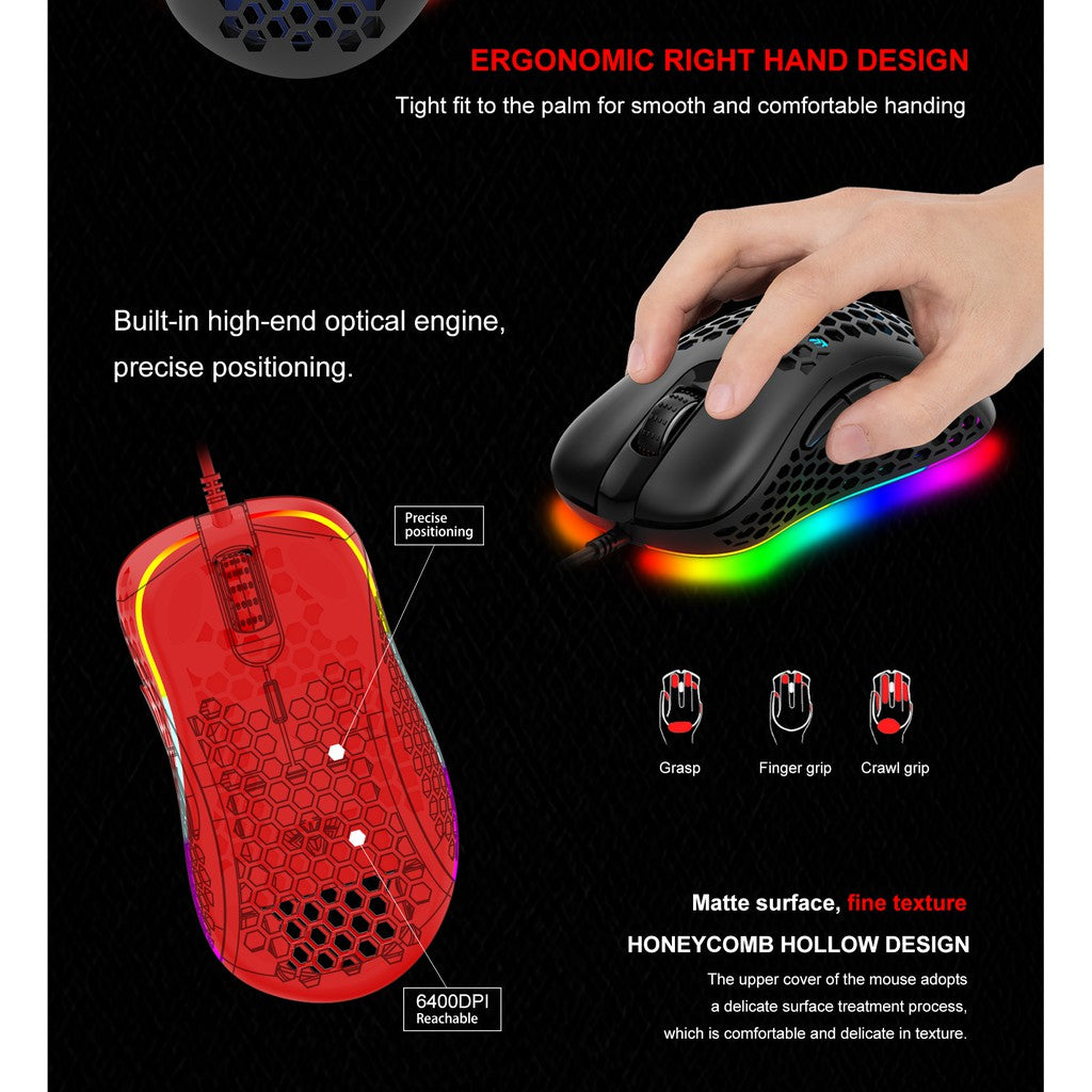 AULA F810 6400dpi RGB Backlight Gaming Mouse