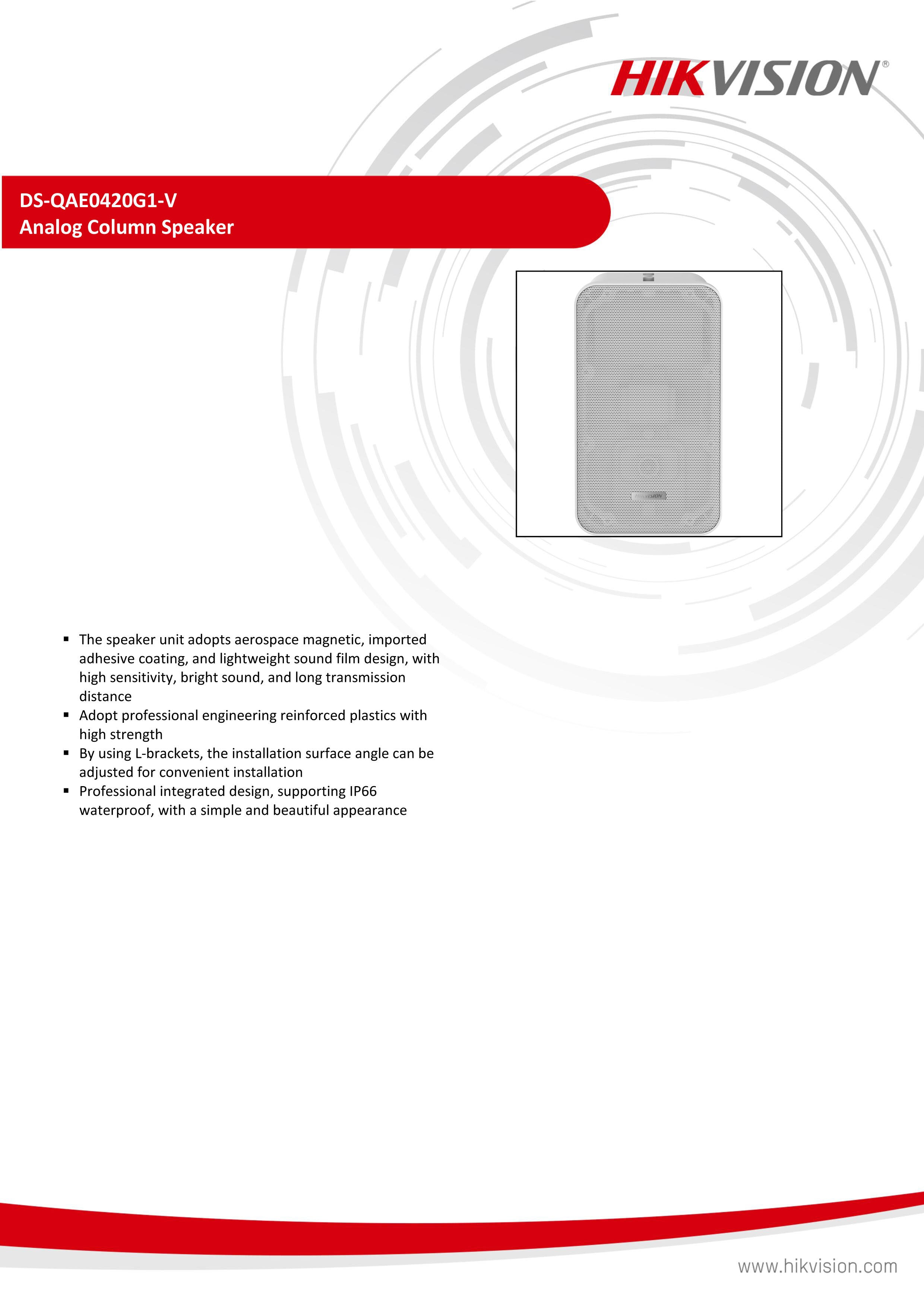 Hikvision DS-QAE0420G1-V Hikvision Analog Column Speaker 20W - Hikvision Ceiling Speaker