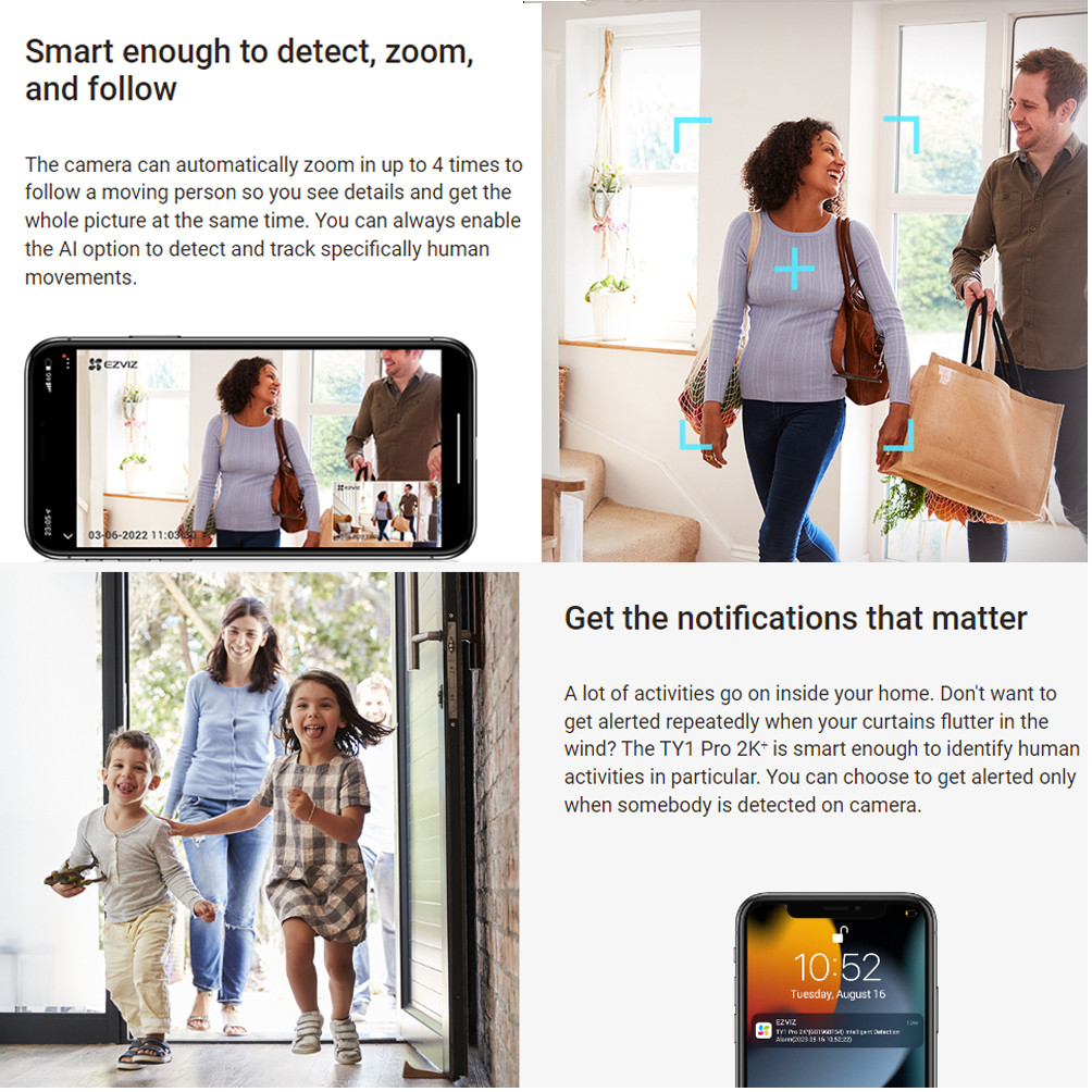 Ezviz TY1 Pro 2MP 1080P Two Way Talk Motion Detection Smart Tracking Indoor Pan/Tilt WiFi Security CCTV Camera