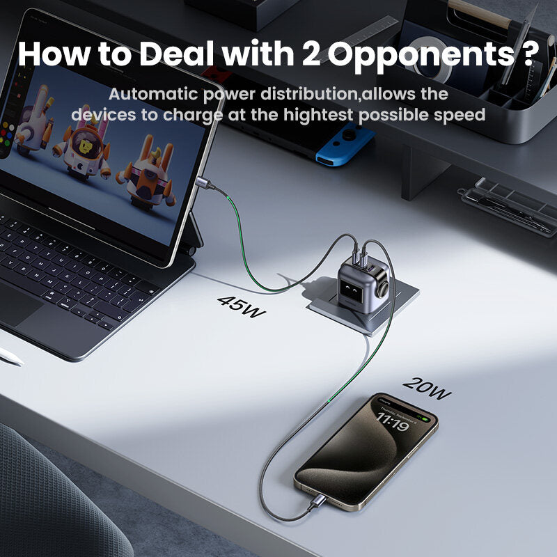 UGREEN Uno 65W GaN Charger 3Ports 2C1A- 65W Fast Charger