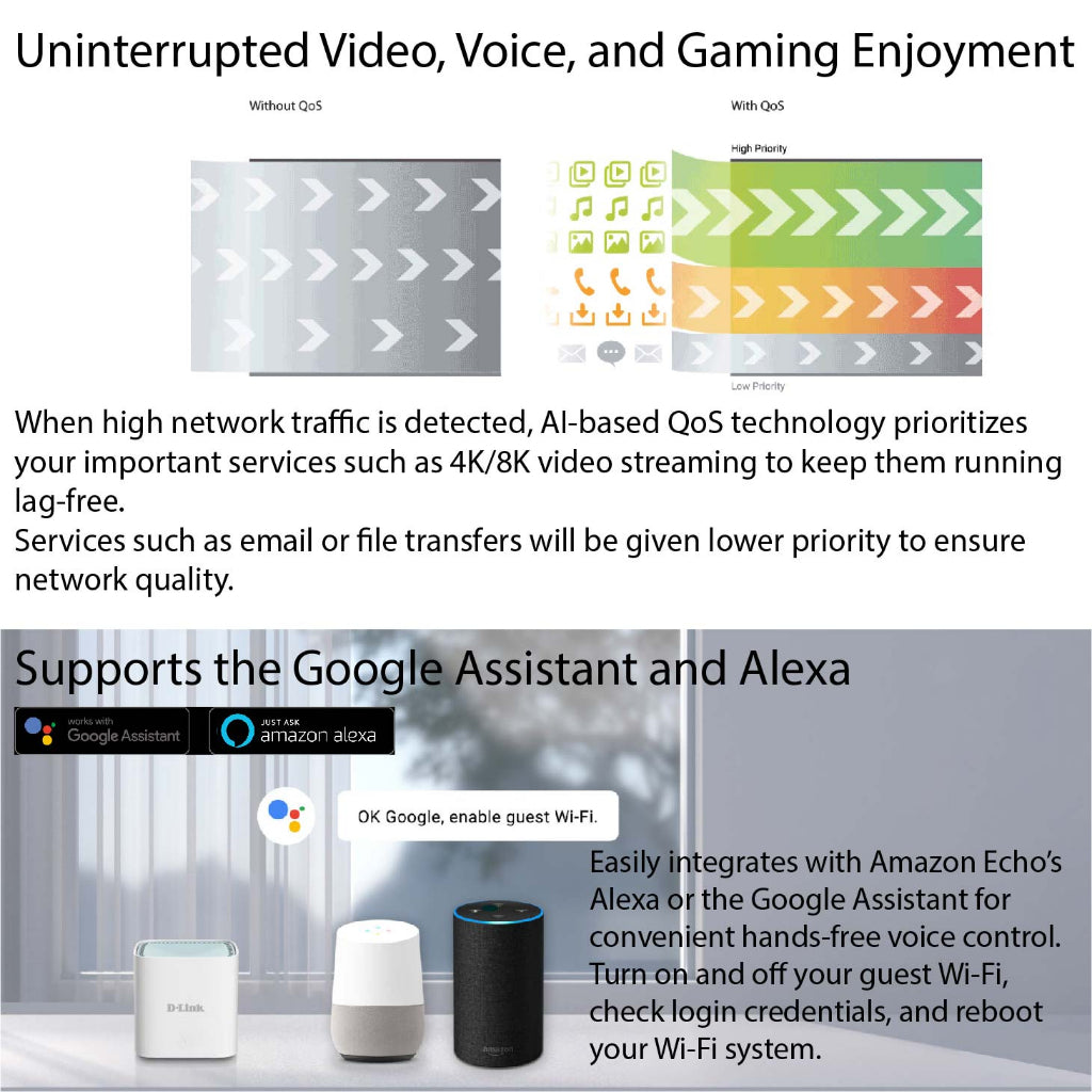 D-Link AX1500 M15 Eagle  Pro AI Wireless Wifi 6 Mesh system with Smart Home Voice Control Compability
