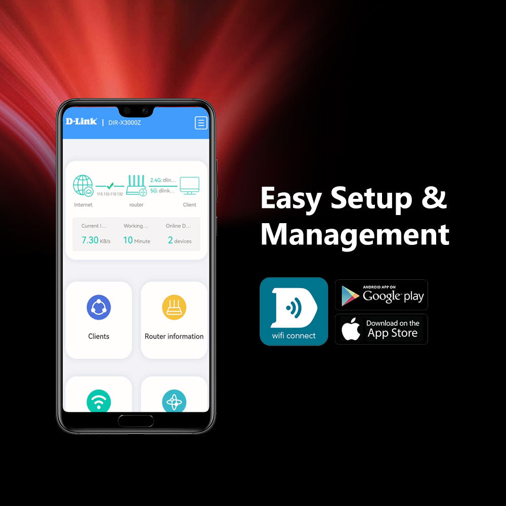D-Link DIR-X3000Z AX3000 WiFi 6 Gigabit Wireless High Gain Antennas Mesh Router
