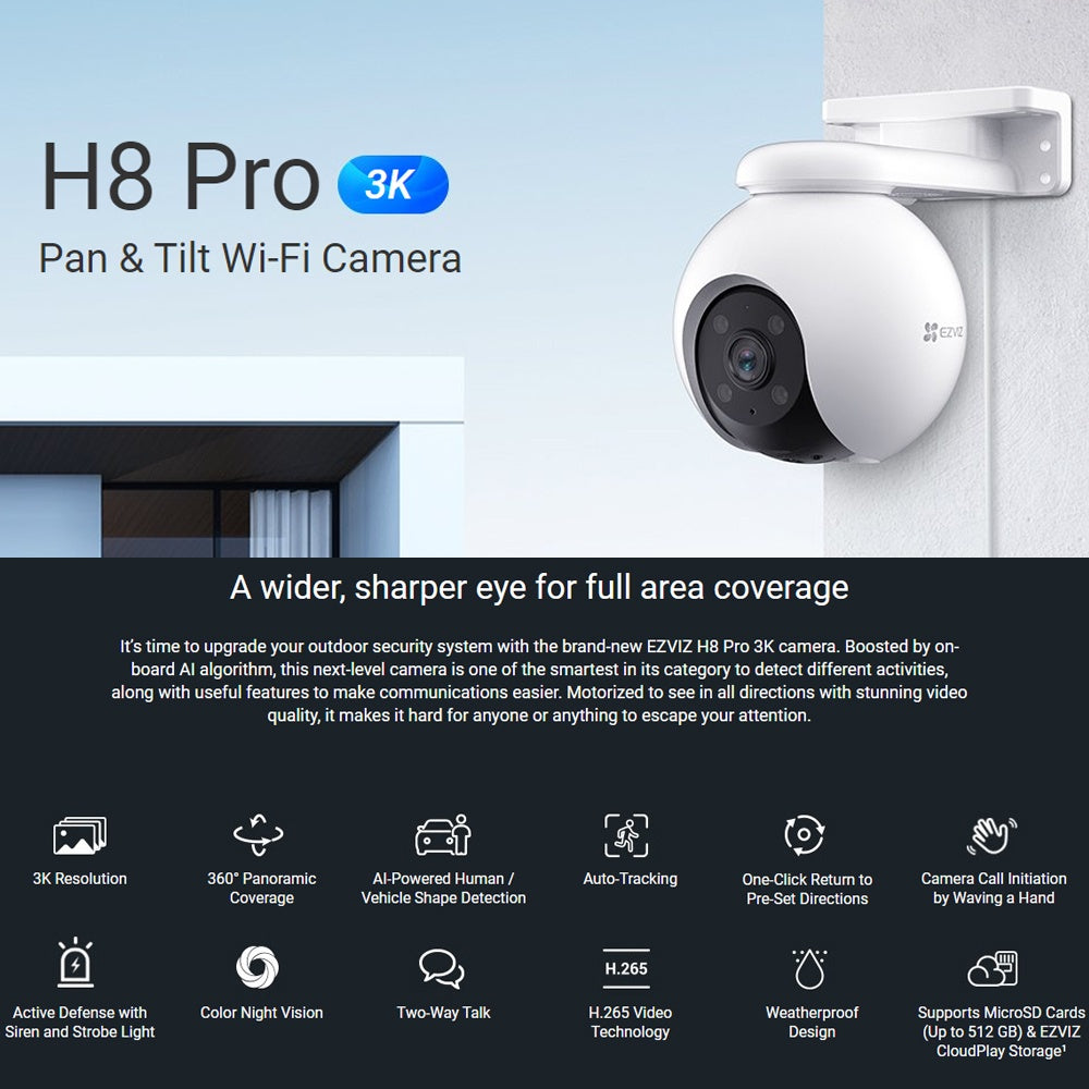 Ezviz H8 Pro 5MP 3K Color Night Vision Outdoor Security CCTV Camera