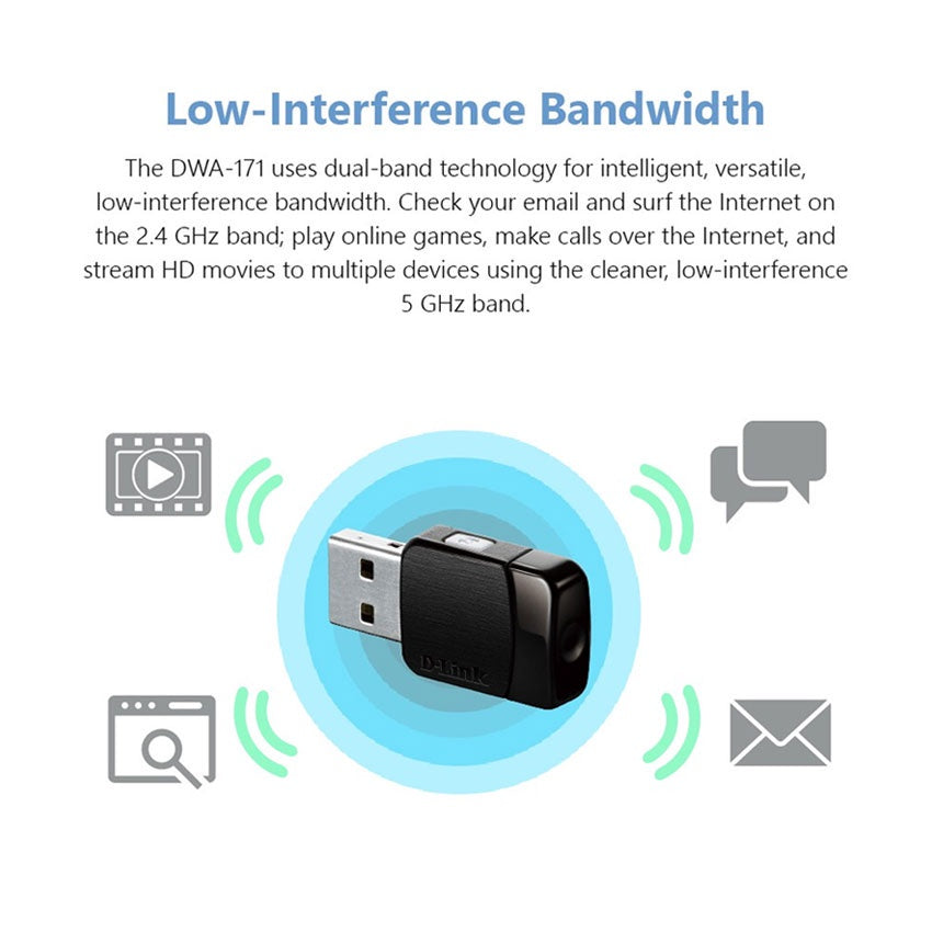 D-Link DWA-171 Wireless AC600 Dual Band USB WiFi Adapter Dongle