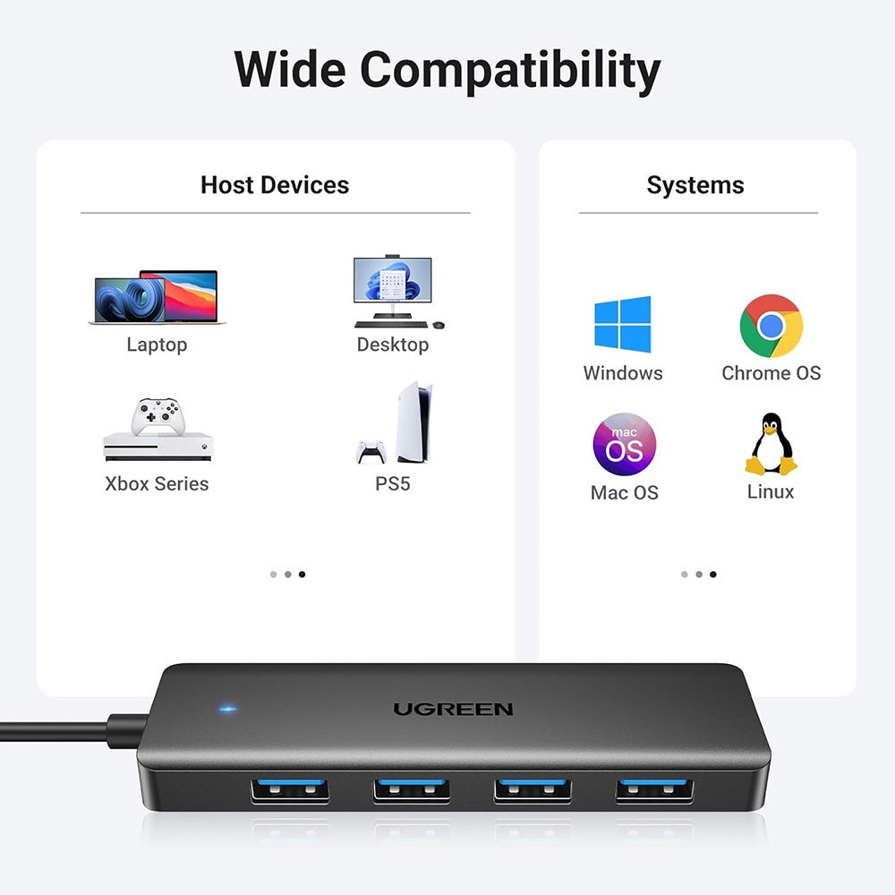 UGREEN USB 3.0 Hub 4 Ports Ultra Slim With USB-C Power Supply