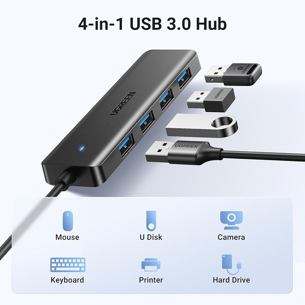 UGREEN USB 3.0 Hub 4 Ports Ultra Slim With USB-C Power Supply