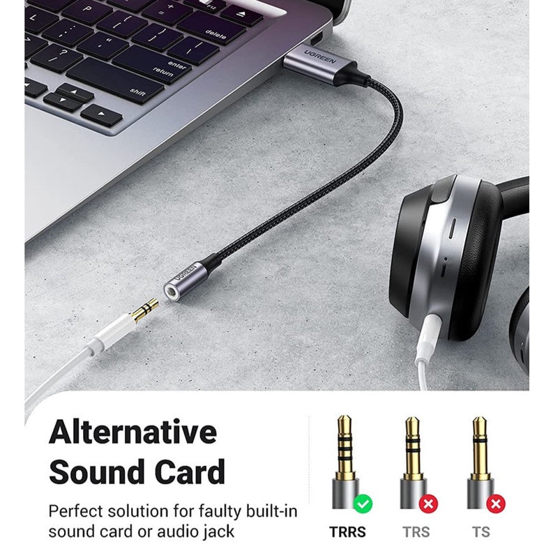 UGREEN USB to 3.5mm Audio Jack USB A 2.0 Sound Card Adapter Mic Audio ...
