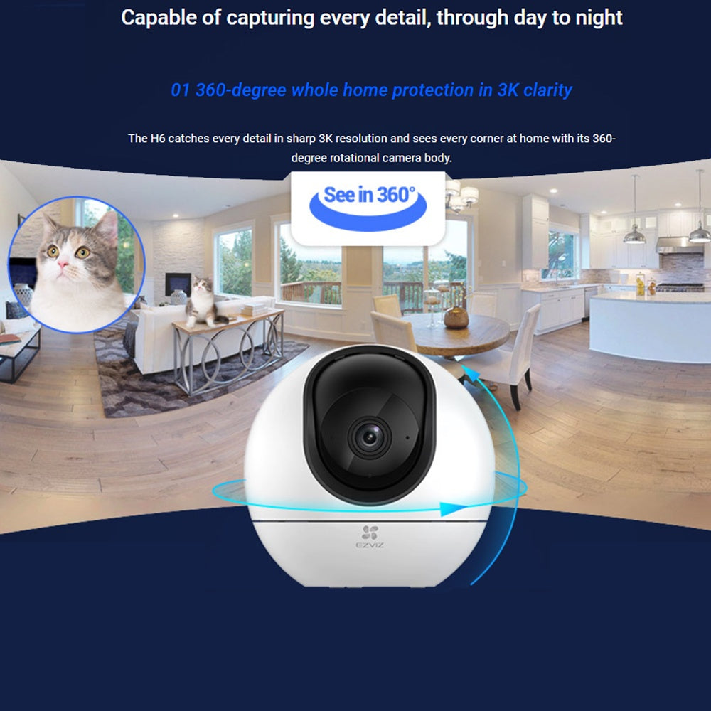 Ezviz H6 3K 5MP 1620p Night Vision Auto-Zoom Tracking IP CCTV Camera