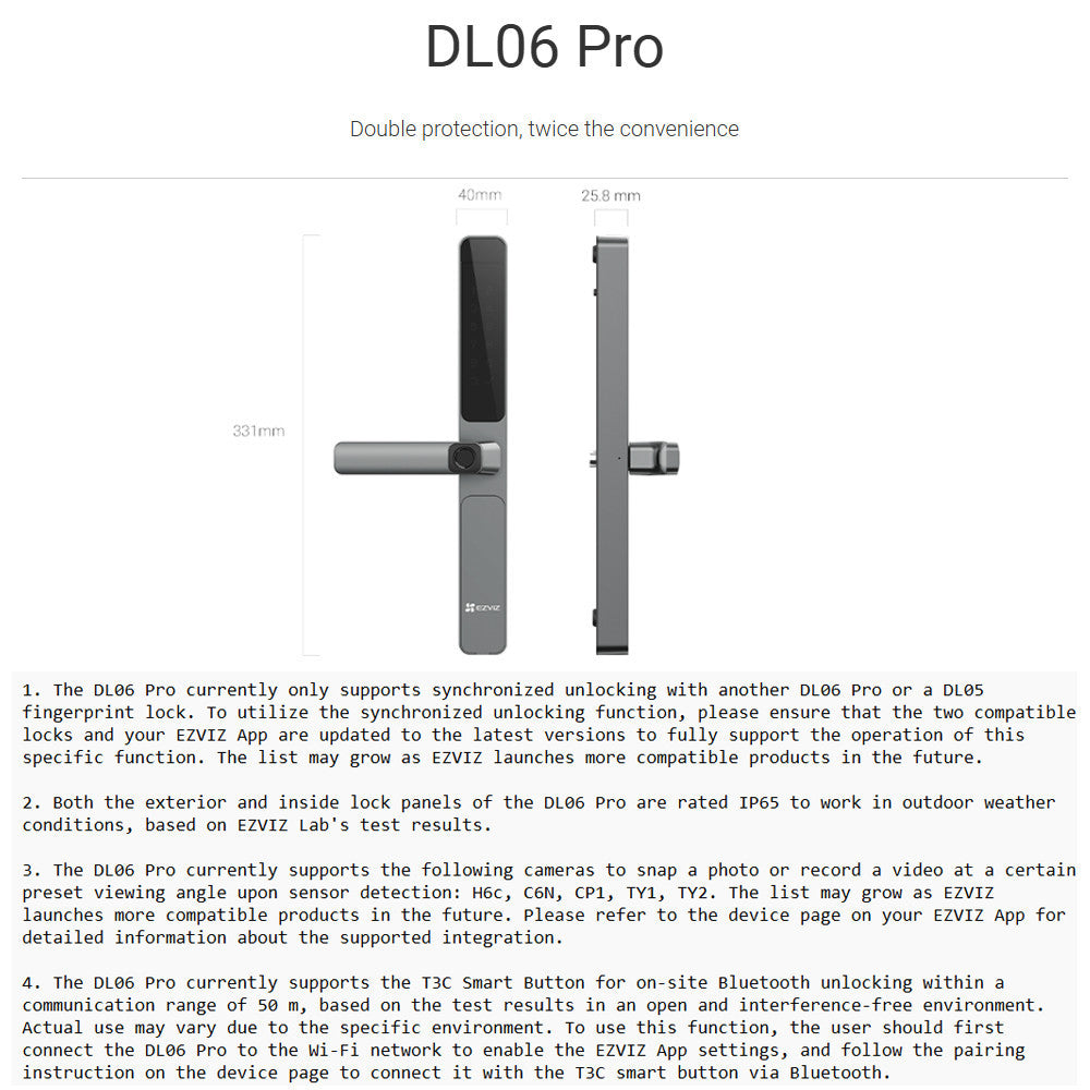 Ezviz DL06 Pro Smart Home Security Fingerprint Door Handle Lock Smart Dual-Sided Fingerprint Lock Keyless Doorlock