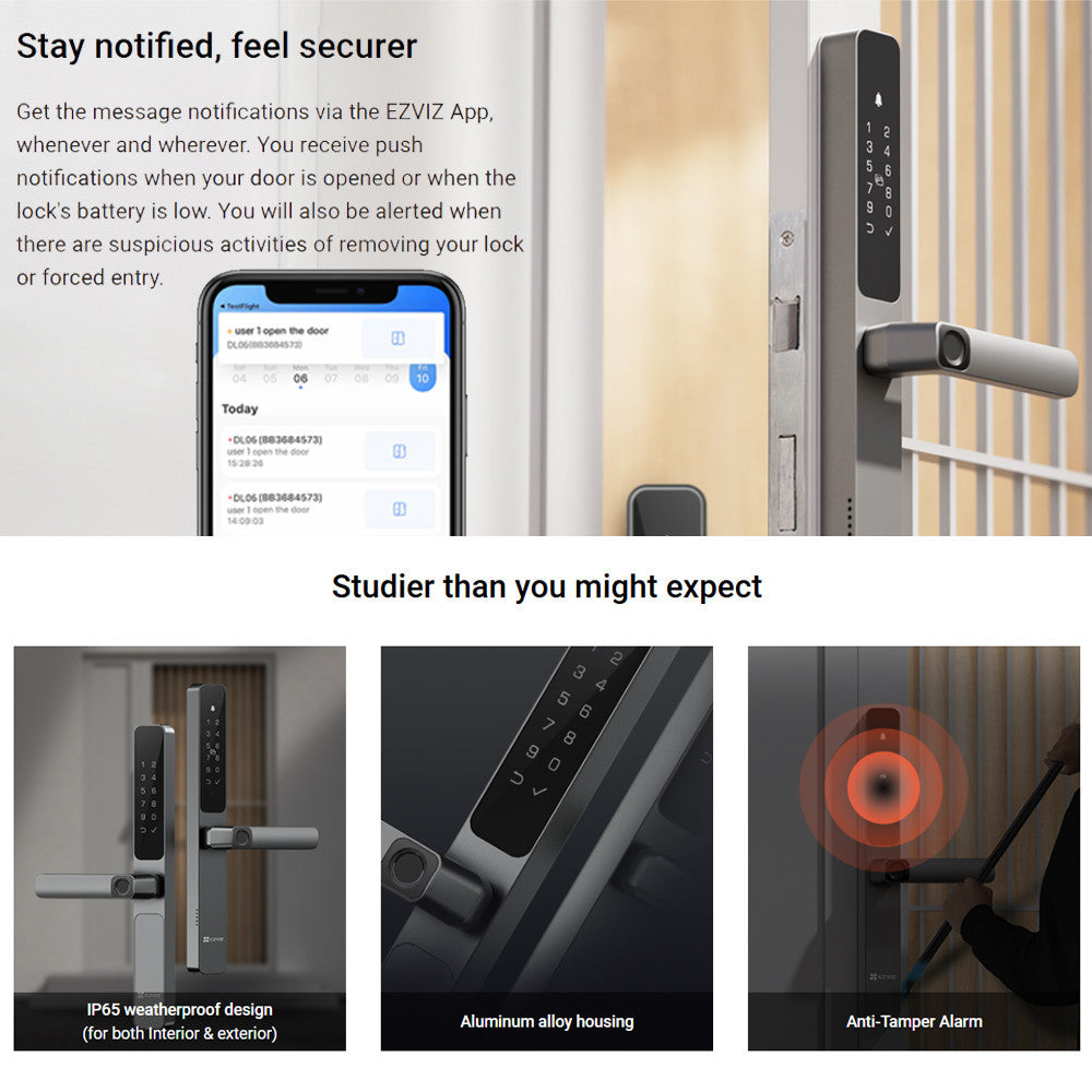 Ezviz DL06 Pro Smart Home Security Fingerprint Door Handle Lock Smart Dual-Sided Fingerprint Lock Keyless Doorlock